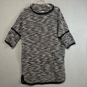 MAX STUDIO Pullover Dress Women's Size‎ Large Black White Marled Knit Mock Neck